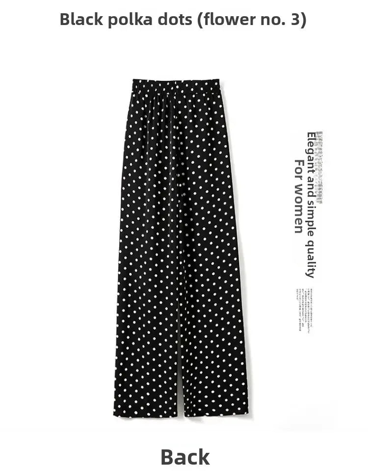 Casual Polka Dot High Waist Wide Leg Pants for Women
