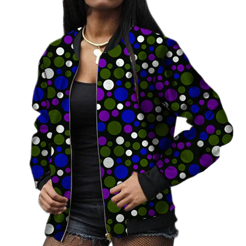Stylish Elastic Waist African Print Jacket for Women