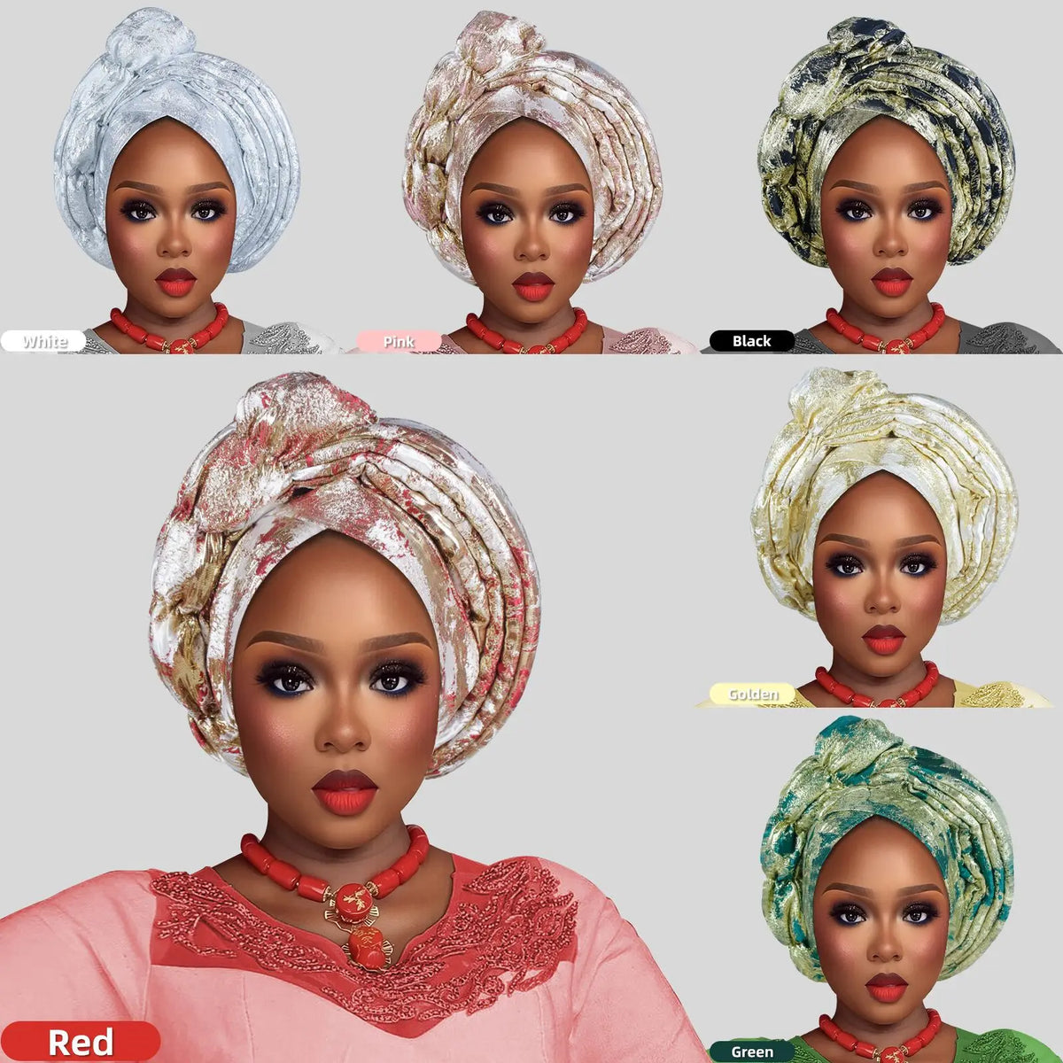 African Wedding Gele Turban Head Wrap Hat for Women
