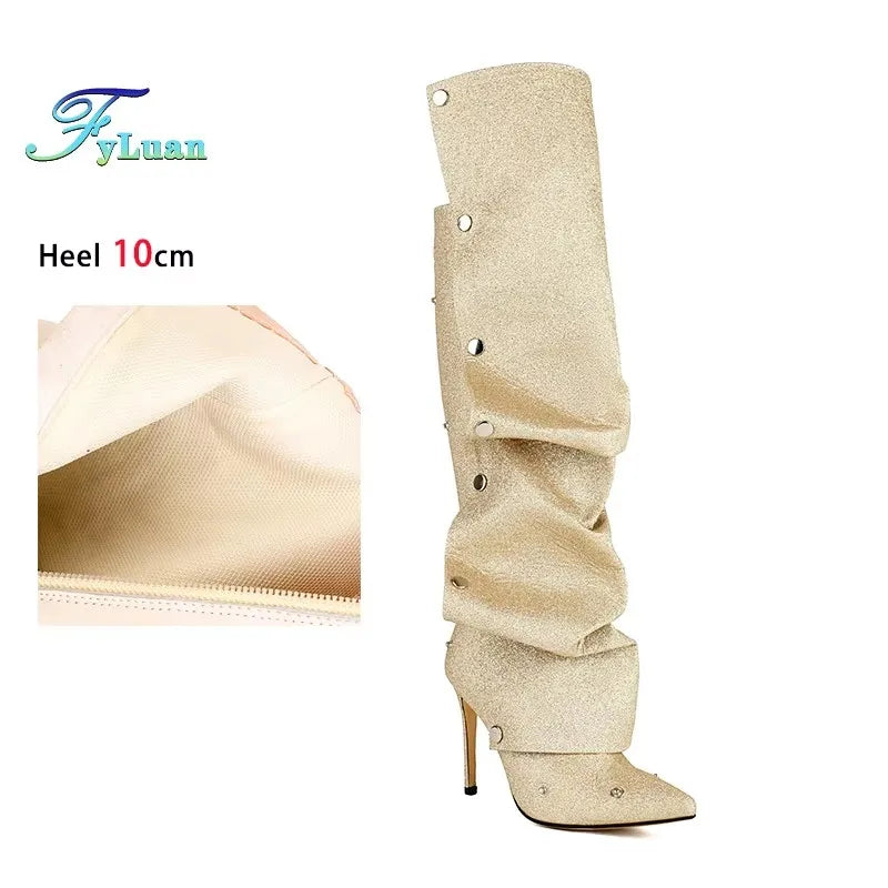 Pointed Toe Stiletto Zipper Ankle Boots