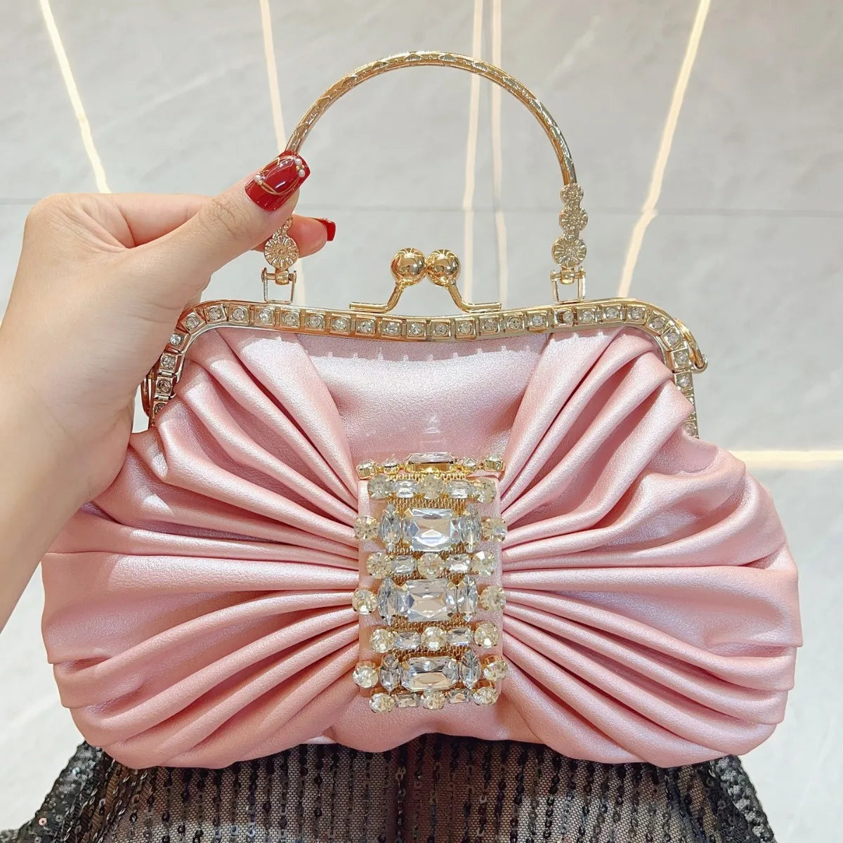 New Dinner Women's Bag Luxury Brand Fashion Handmade Diamond Women's Handbag Shiny Banquet Mini Shoulder Bag High Quality