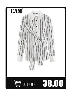 [EAM] Women Black Drawstring Big Size Casual T-shirt New Round Neck Short Batwing Sleeve Fashion Tide Spring Summer 2025 1DJ1031
