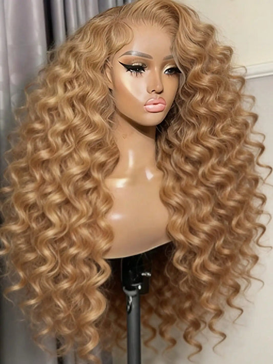 Chocolate Brown Deep Wave Human Hair Lace Front Wig For Women