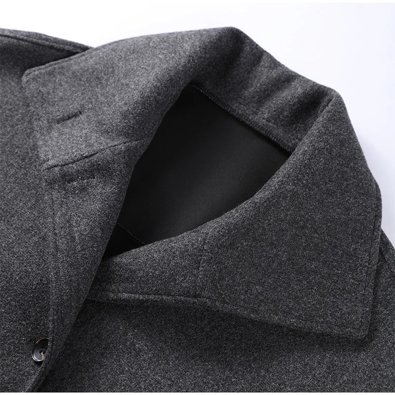 Solid Double Breasted Stand Collar Long Sleeve Overcoat for Women