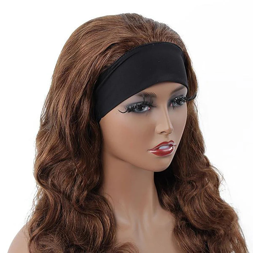 Chocolate Headband Wigs for Black Women Human Hair Brown Body Wave Headband Wig Human Hair Brazilian Virgin Hair Machine Made