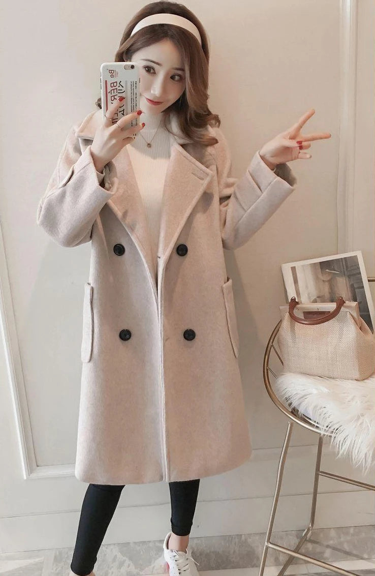 Padded Mixtures Jacket Woman Long Loose Cotton Wool Blend Coat for Women Pink Elegant Outerwears New in Novelty High Quality Hot
