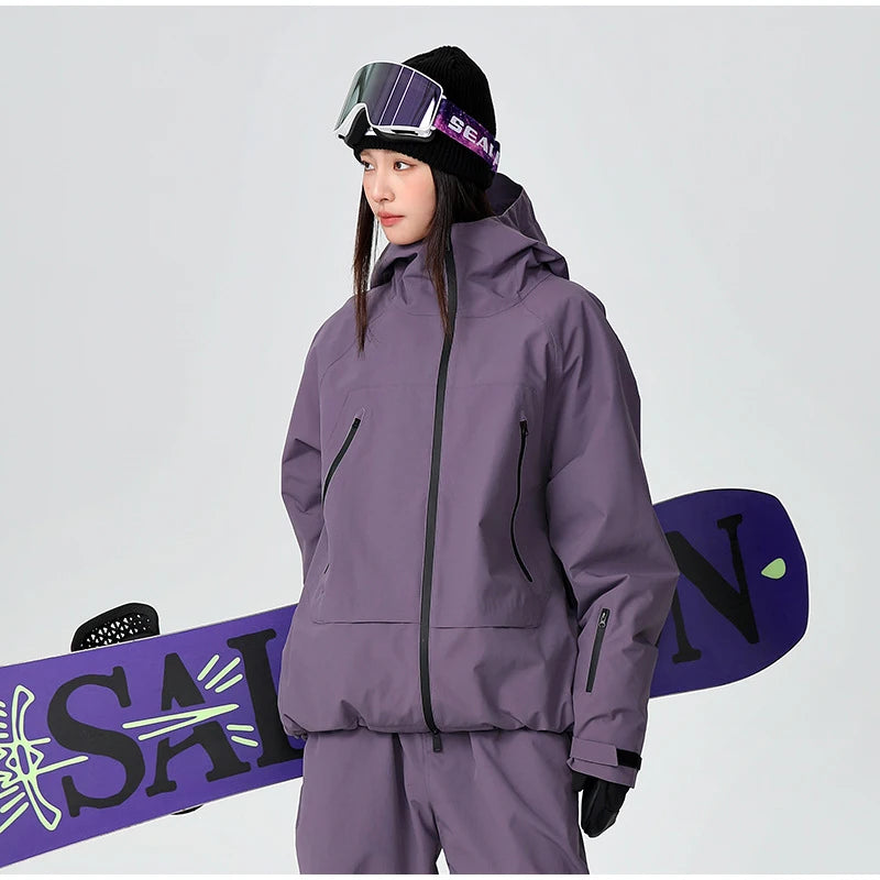Waterproof Fleece-Lined Hooded Windbreaker Set for Women