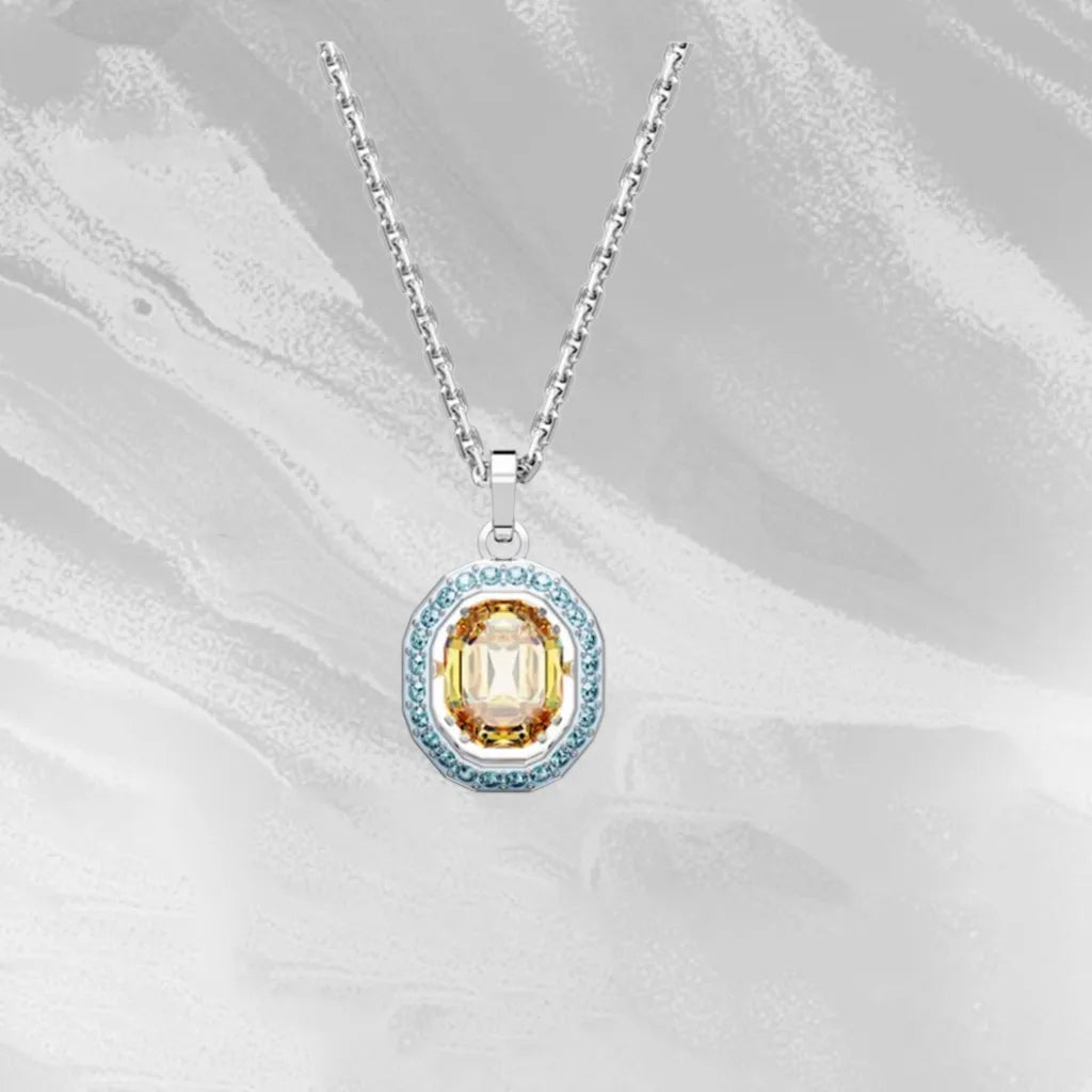 Elegant Mixed-Cut Crystal Necklace Set with Earrings for Women