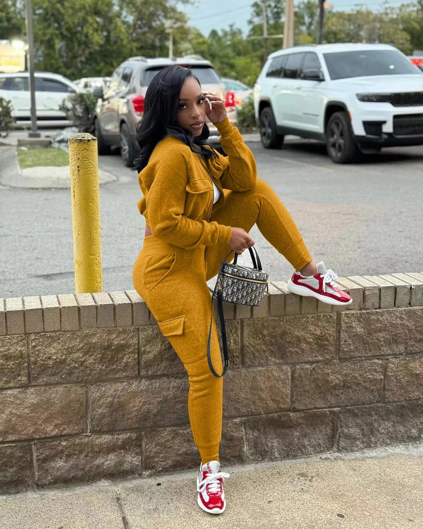 Winter Autumn Cargo Pants Outfit Set Sexy Women Two Pieces Elegant Club Matching Set Lady Casual Tracksuit