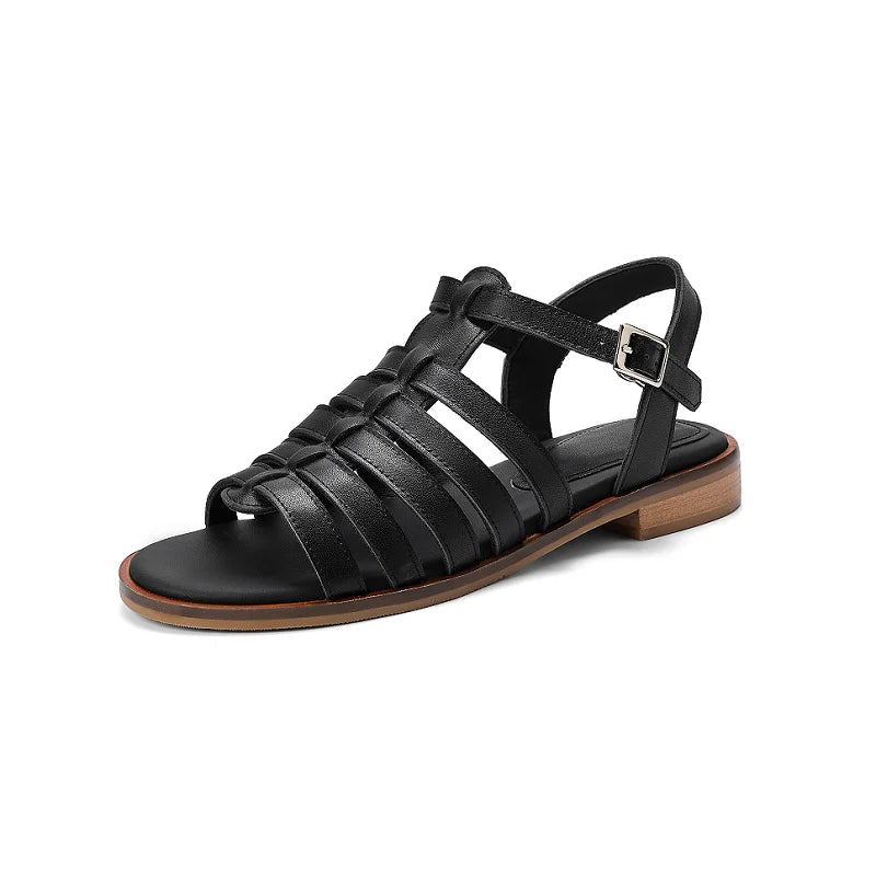 Summer Leather Handmade Gladiator Buckle Sandals for Women