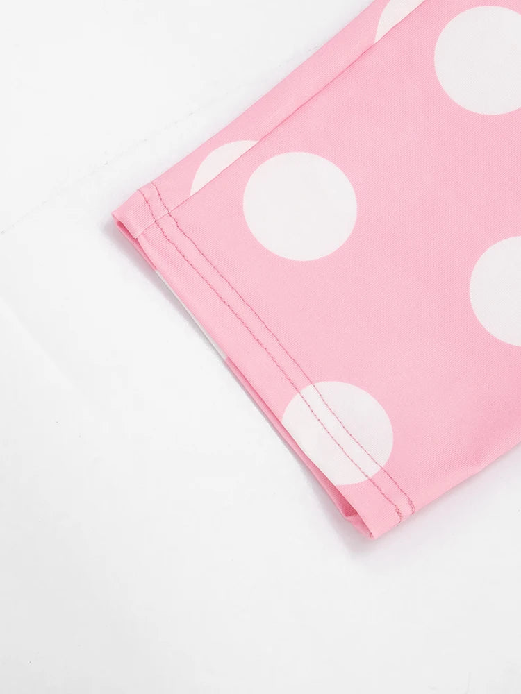 Chic Polka Dot Print Elastic Three-Piece Set for Women