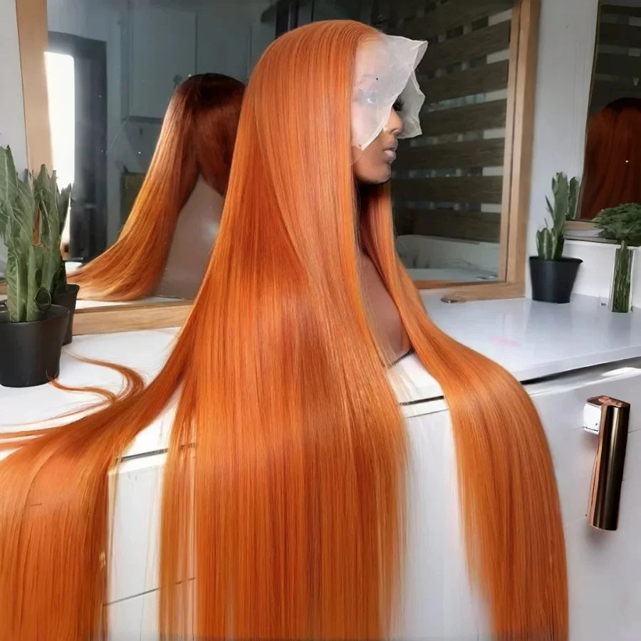 Straight Burgundy Transparent Lace Frontal Wig For Women