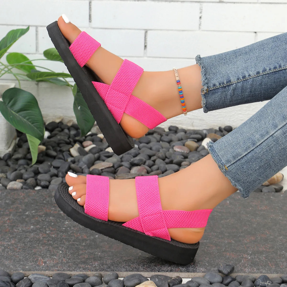 Thick Bottom Slingback Wedge Sandals