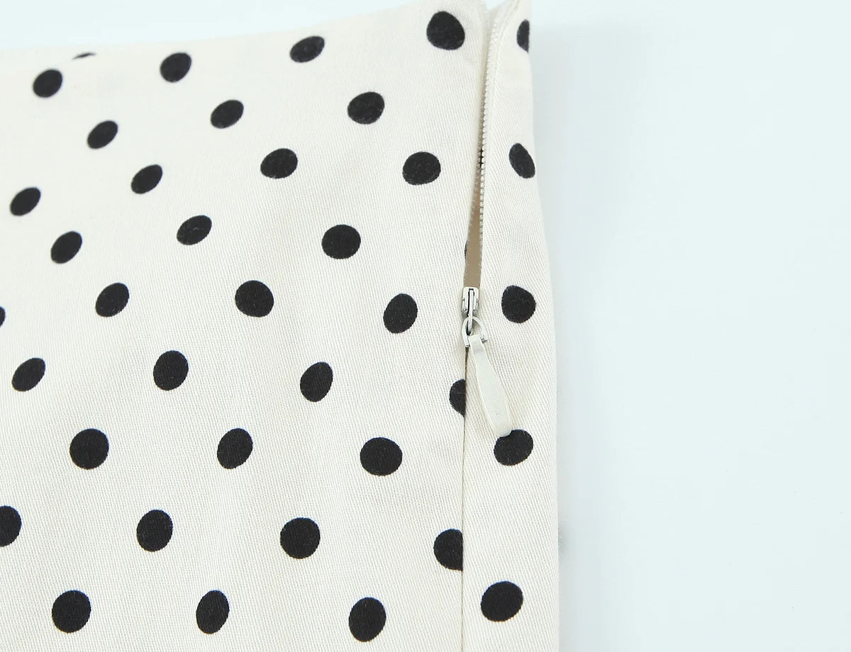 Polka Dot Shirt Jacket and Capri Pants Two Piece Set for Women