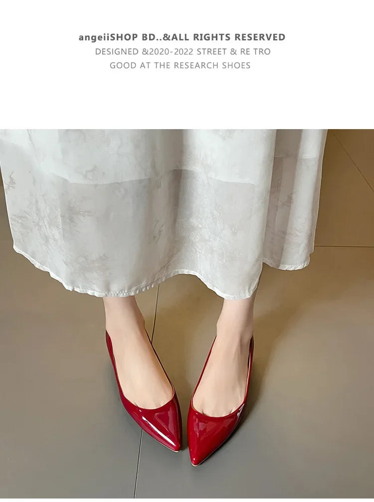 Slip On Pointed Toe Patent Flats