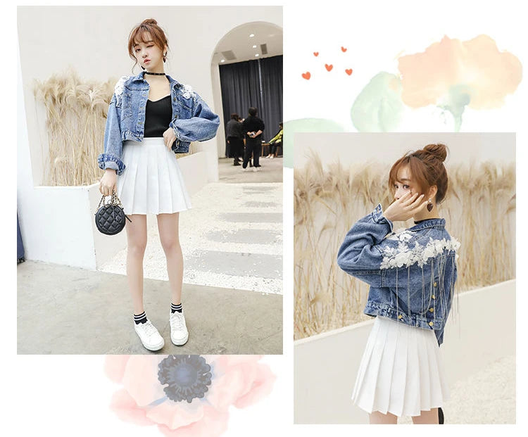 Designer Trend Woman Coat Special Winter Denim Jacket Sequin Fringe Crop Jean Jackets for Women 2025 Spring Autumn Coats Novelty