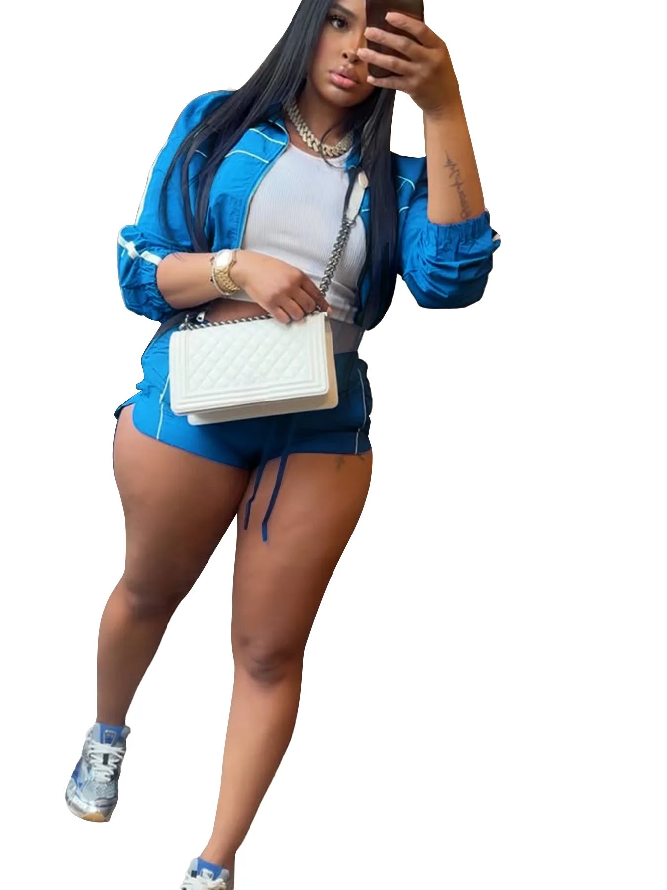 Athletic V Neck Long Sleeve Casual Lounge Set for Women