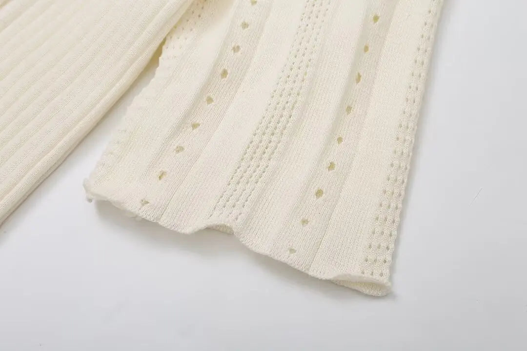 Elegant Pleated Hem Street Fashion O Neck Bell Sleeve Slim Knit Midi Dress 2025 Women Summer Beach Swimsuit Cover Up Tunic A3055