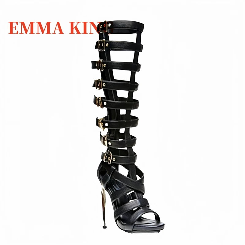 Buckle Strap Peep Toe Gladiator High Heel Sandals for Women