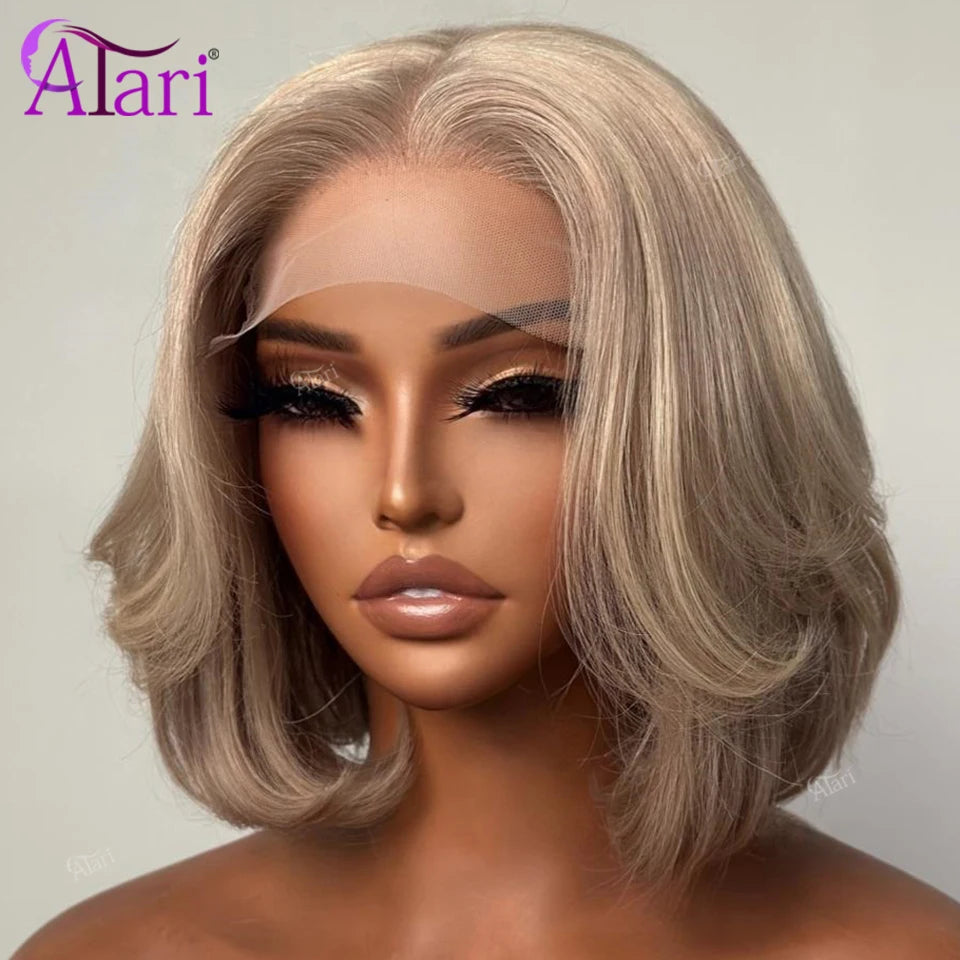 Full Lace Straight Bob Wig With Brown Roots For Women