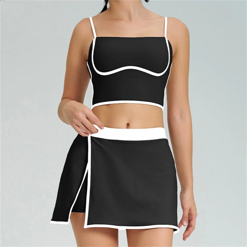 1/2PCS Women Tracksuit Yoga Set Gym Set Bra Sports Anti Shorts Skirt Workout Sportswear Running Gym Wear Athletic Suits