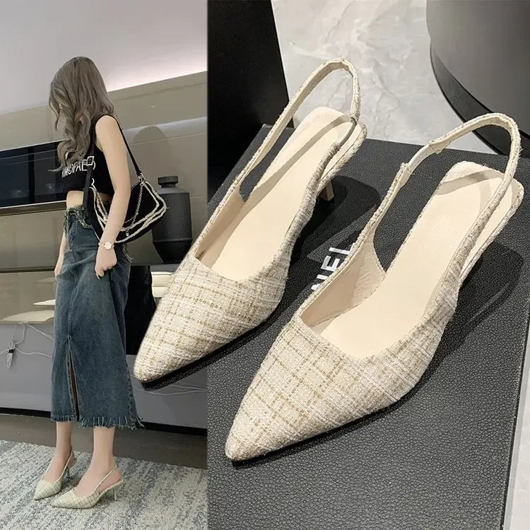 Elegant Blue Pointed Toe Slingback Pumps for Women