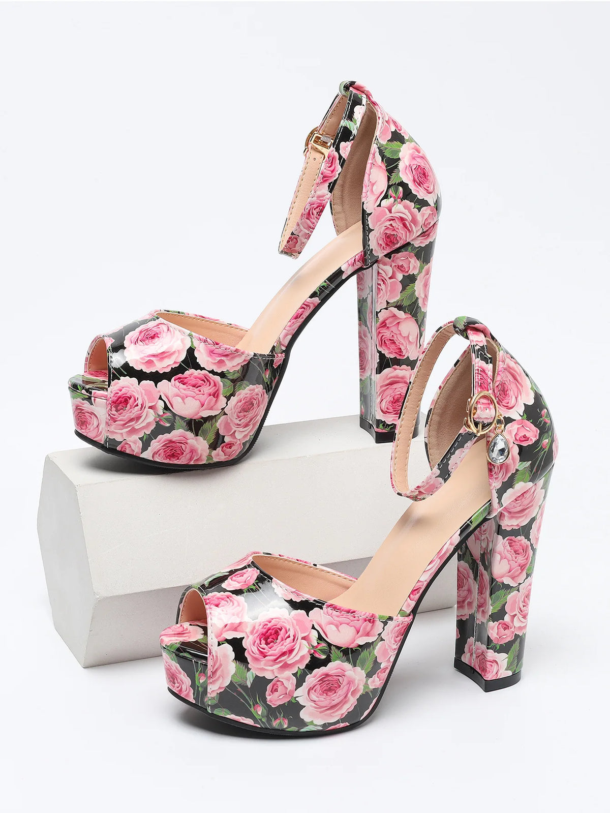 Platform Pink Print Summer High Heel Sandals for Women