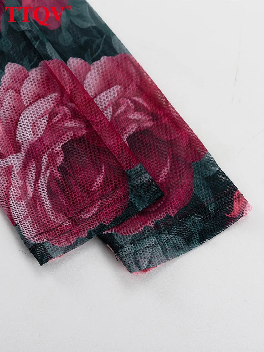 Printed Long Sleeve Shirt and Mini Skirt Two Piece Set for Women