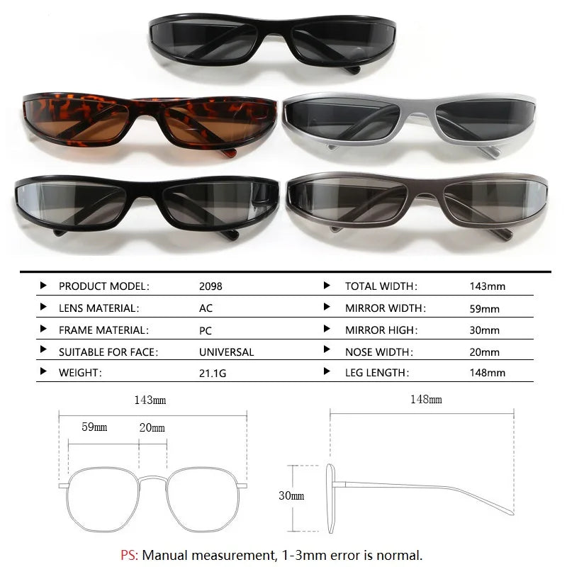 Y2K Wraparound Rectangle Sunglasses