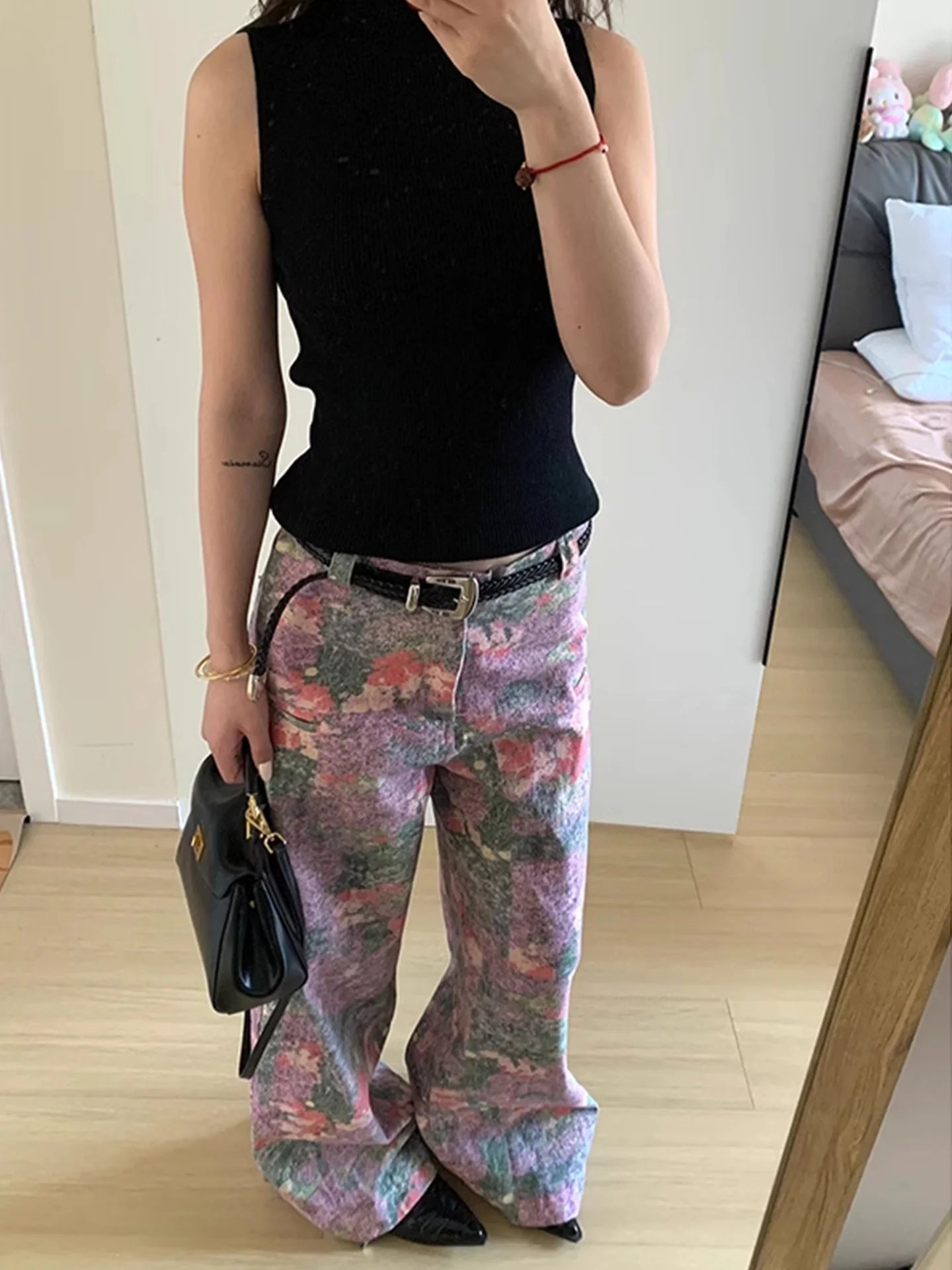 Women Printing Vintage Baggy Jean Design Korean Fashion Chic Shoujo Grunge Japanese Y2K Harajuku Denim Pants 2000s High Street