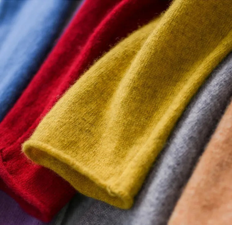 Wool Turtleneck Sweater With Stacked Collar for Women