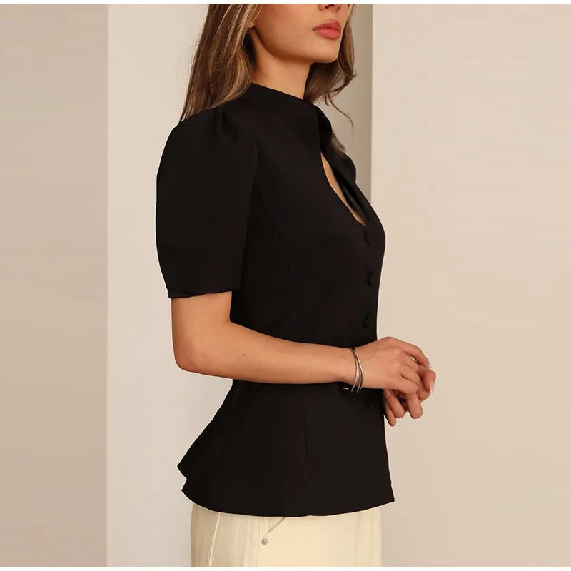 Mermaid Hem Long Sleeve Single Breasted Blazer for Women