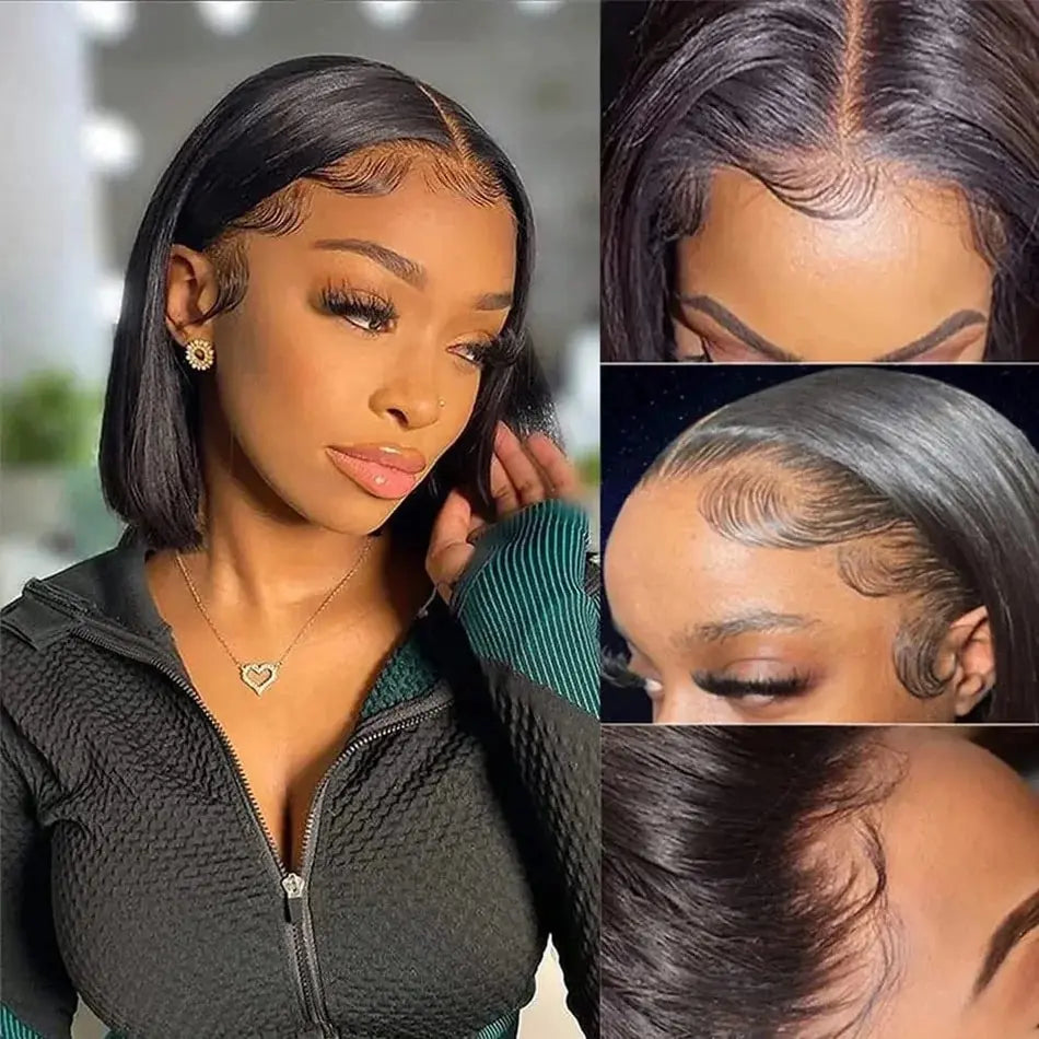 HD Straight Brazilian Human Hair Bob Lace Front Wig for Women