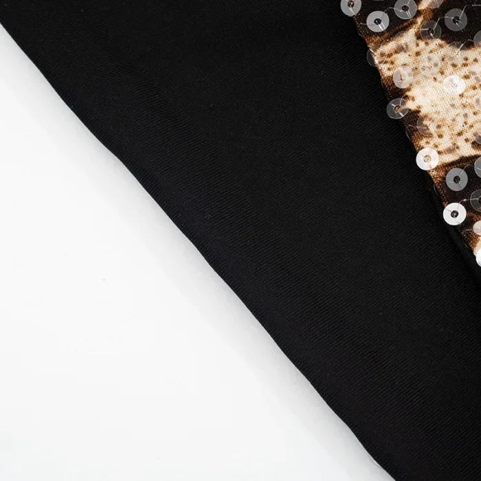 Tank Top Sets for Women Clothing Summer 2025 Sexy Neck Hanging Leopard Print Sequined Sleeveless Vest and Shorts Suit Streetwear