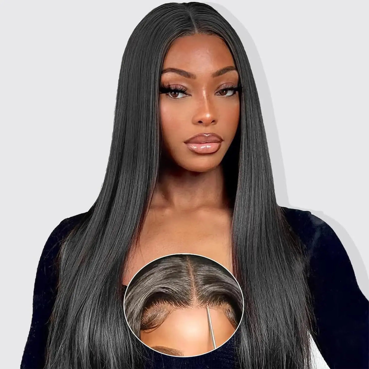 High Density Glueless Straight Lace Front Human Hair Wig for Women