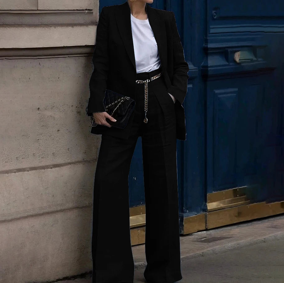 Double Breasted Classic Two Piece Suit Set for Women