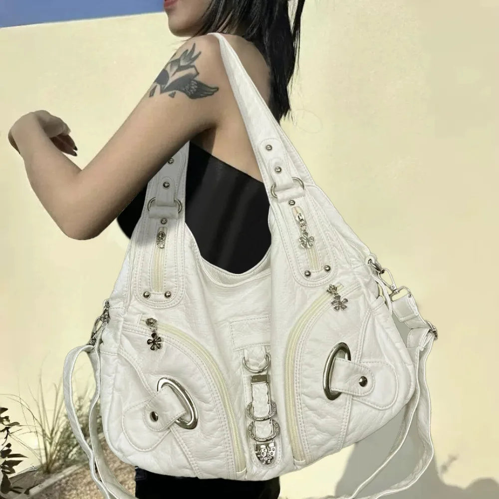 Roomy Retro Punk Crossbody Handbag