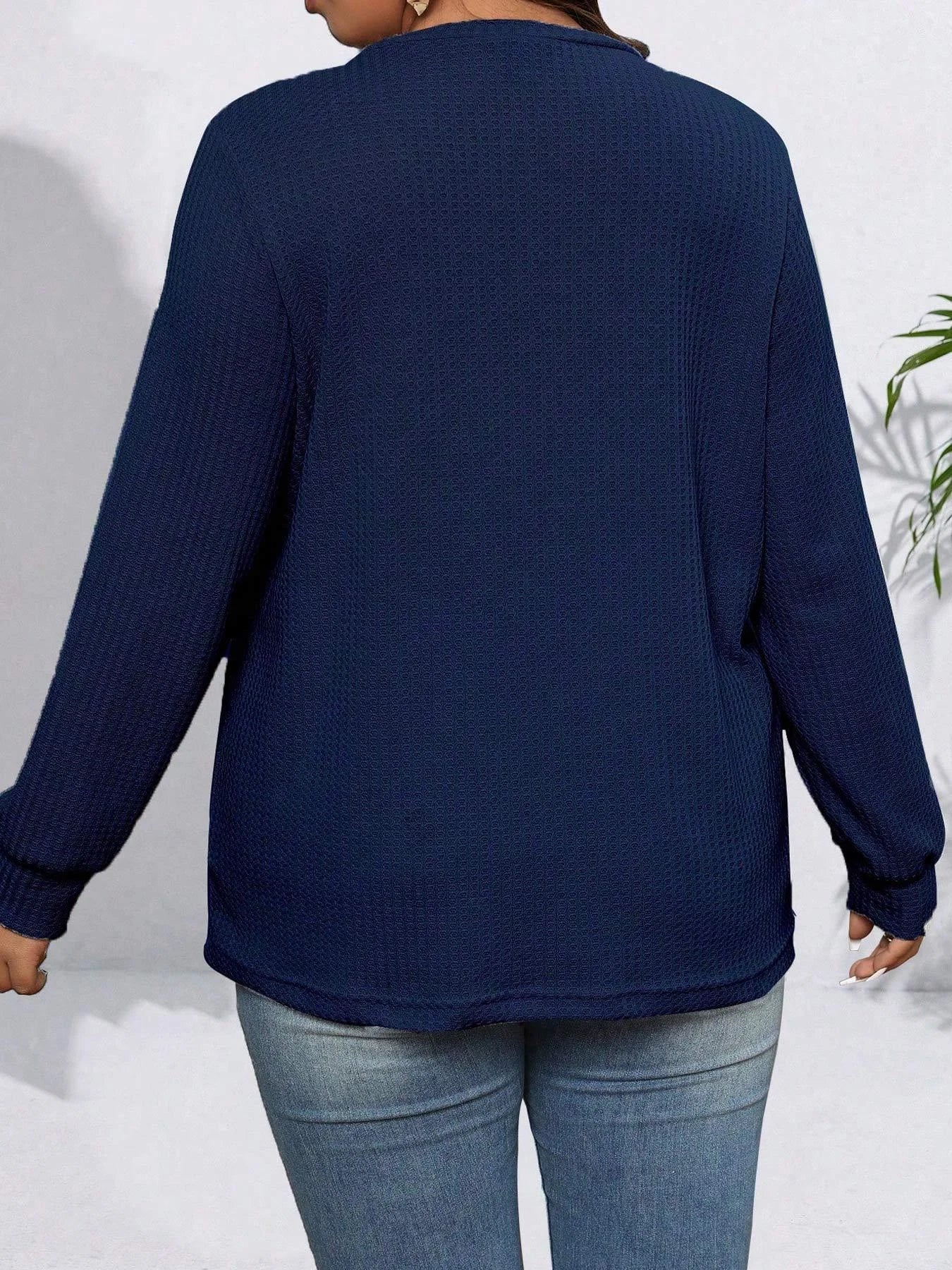 【Plus Size】 Striped Print Button Top, Casual Short Sleeve V Neck Knit Top for Daily Wear, Women Plus Clothing for All Seasons, T