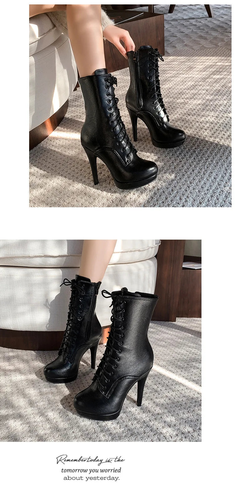 Elegant Matte Finish Round Toe Ankle Boots for Women