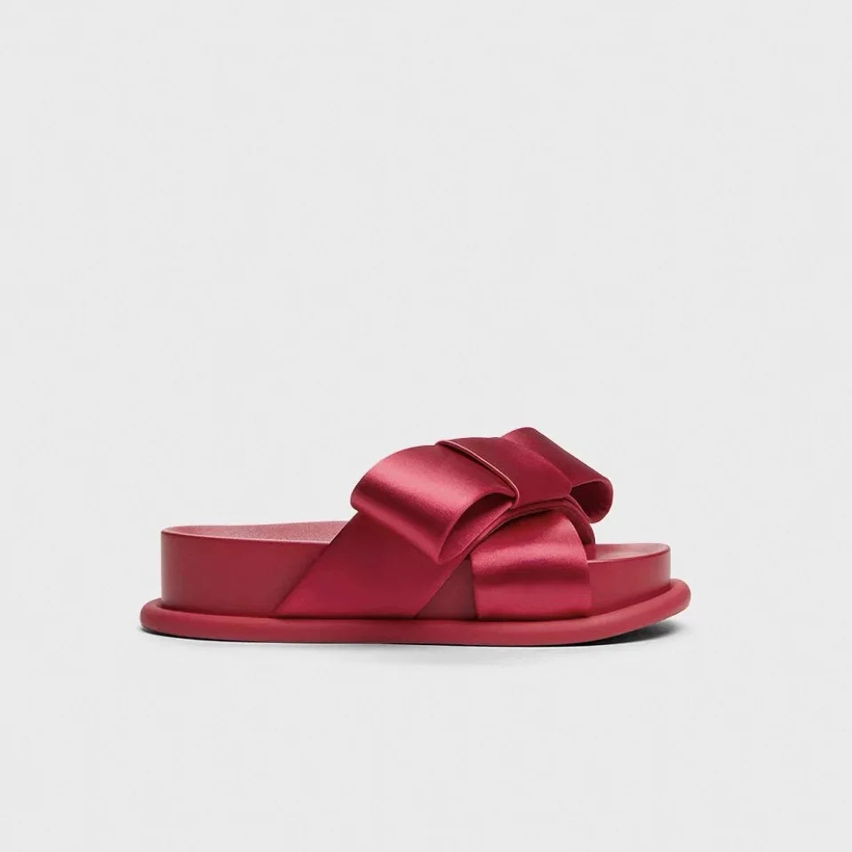 Cute Butterfly Knot Platform Slide Sandals for Women
