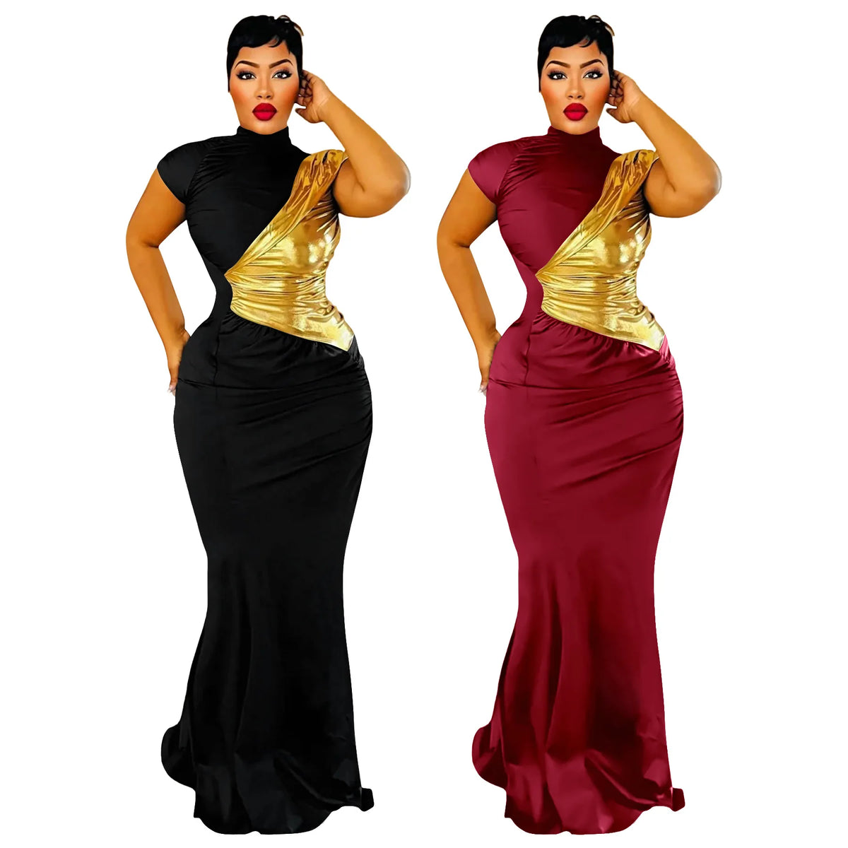 Elegant Dashiki Short Sleeve Traditional Maxi Dress for Women