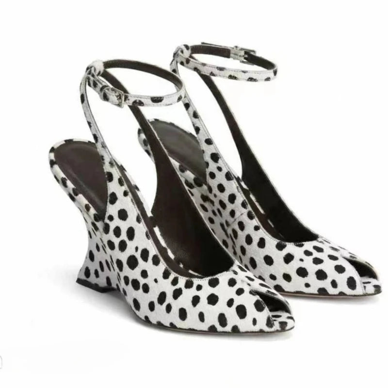 Elegant French Style Buckle Wedge Sandals for Women