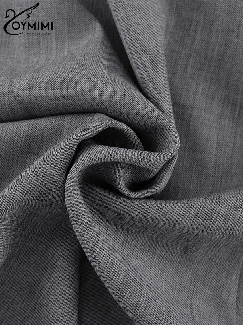 Oymimi Elegant Grey Loose Skirts For Women Casual High Waist Pleated Skirts Fashion New Solid Ankle-Length Skirts Streetwear