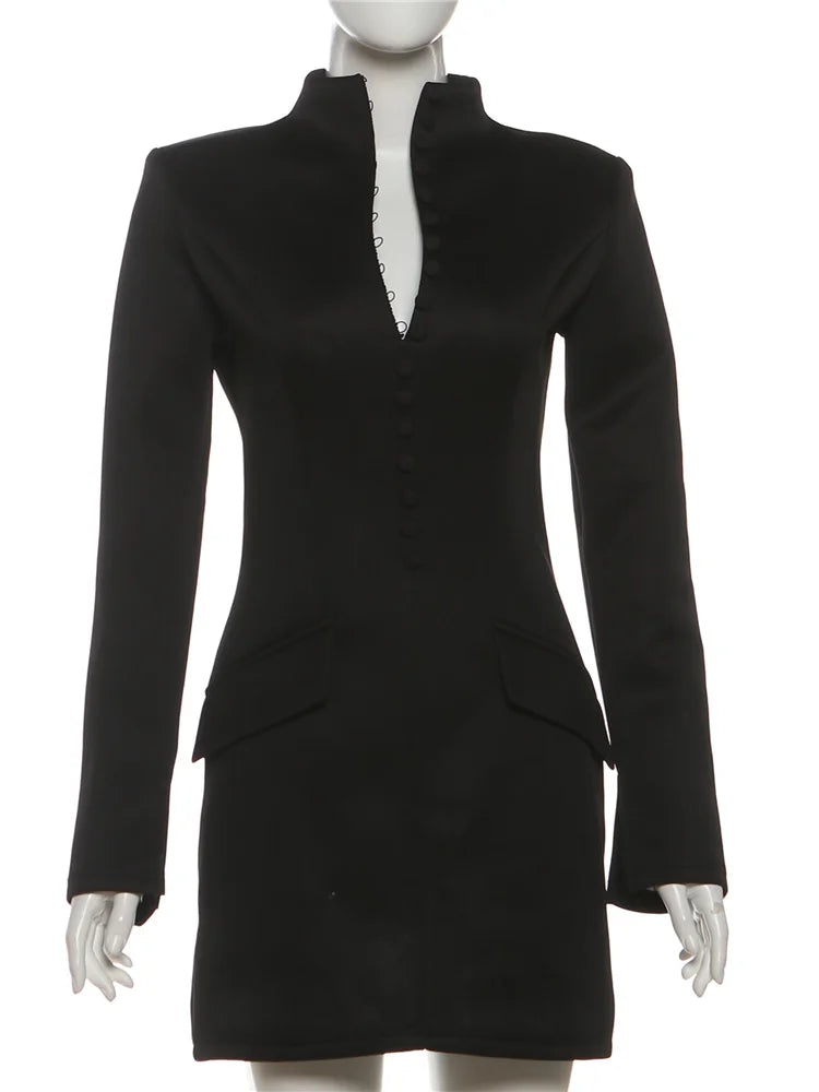 Stand Collar Mini Dress