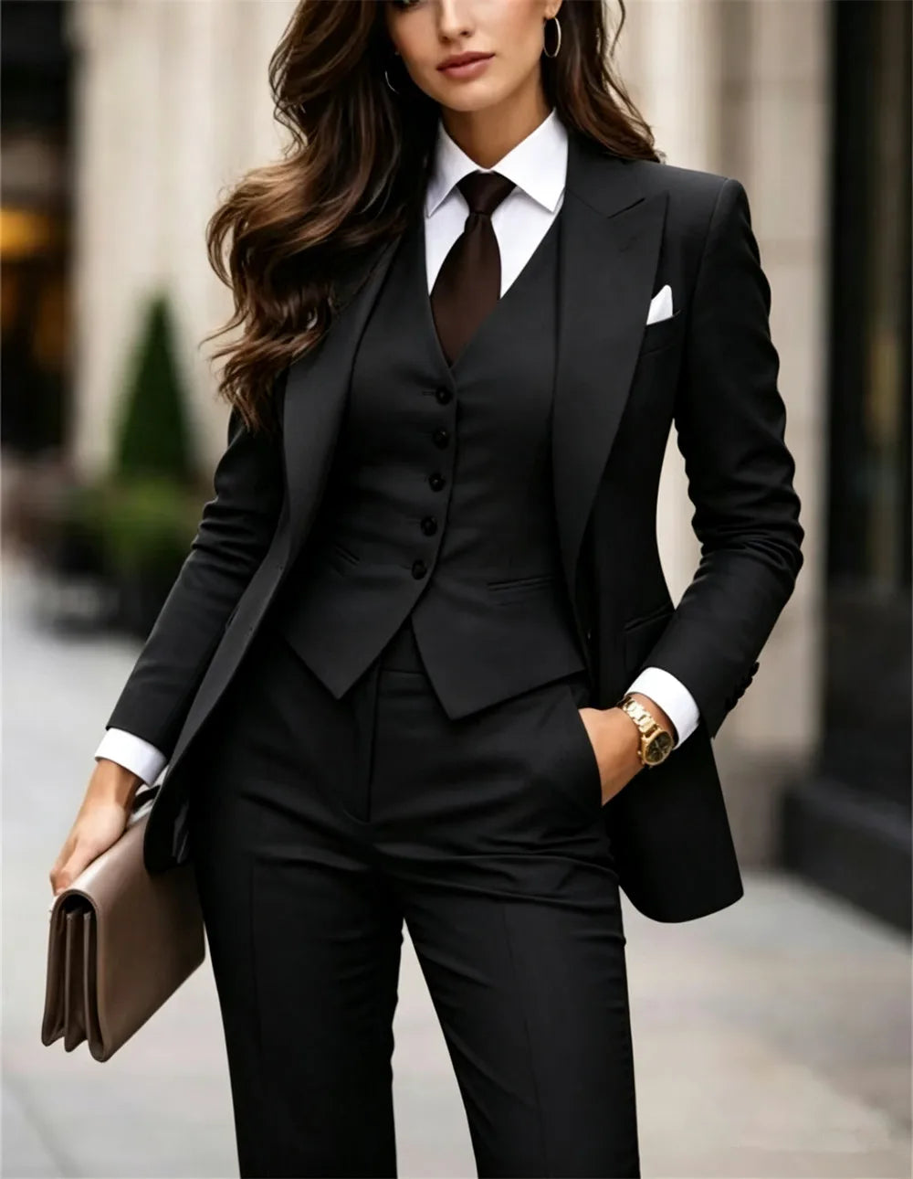 Luxury Women Beige 3-Piece Suit Formal Women Pantsuit Set Blazer Waistcoat Suit Office Wear Slim-fit Suit Business & Prom Suit
