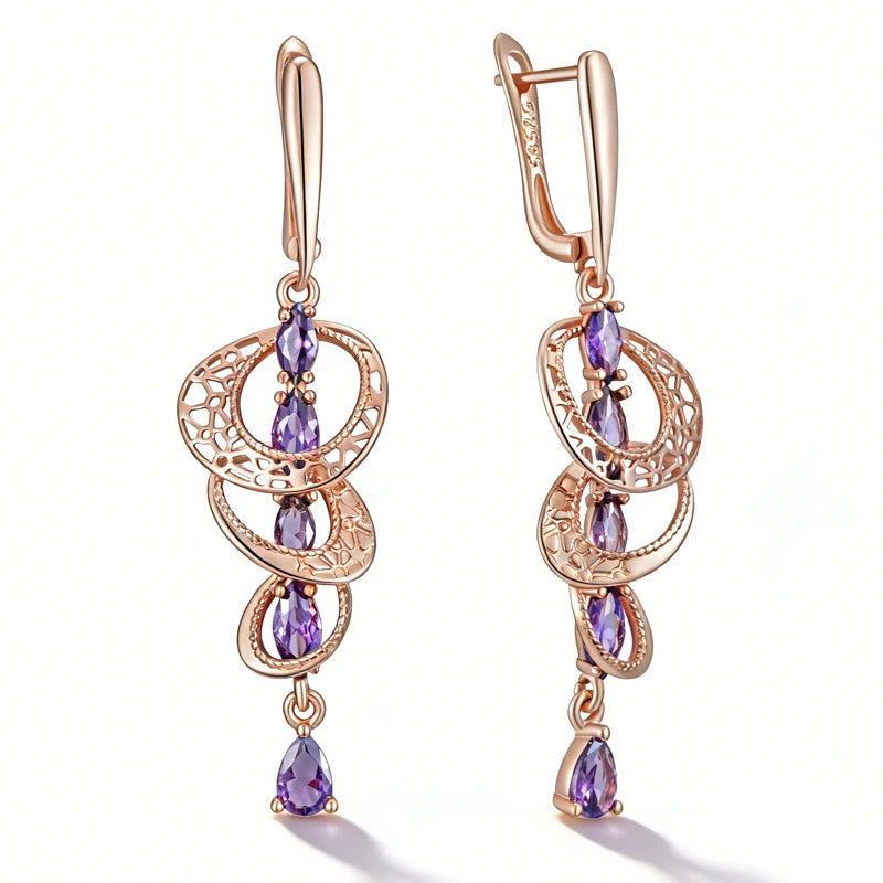 Purple Zircon Drop Earrings
