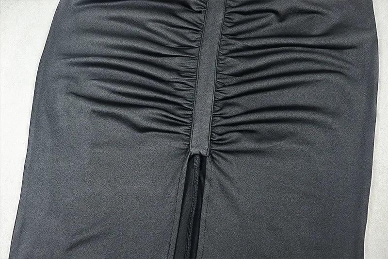 Elegant Backless Patchwork with Mesh Long Dress for Women