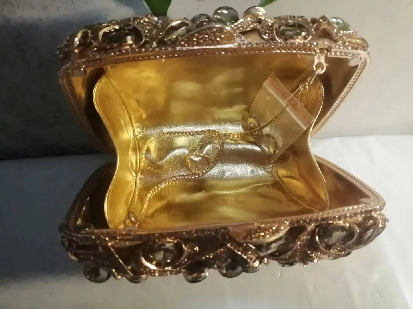 Women Gold/Silver/Green Big Stones Clutch Purse Lady Evening Bags Wedding Party Rhinestone Handbags Ladies Gala Clutches Bags
