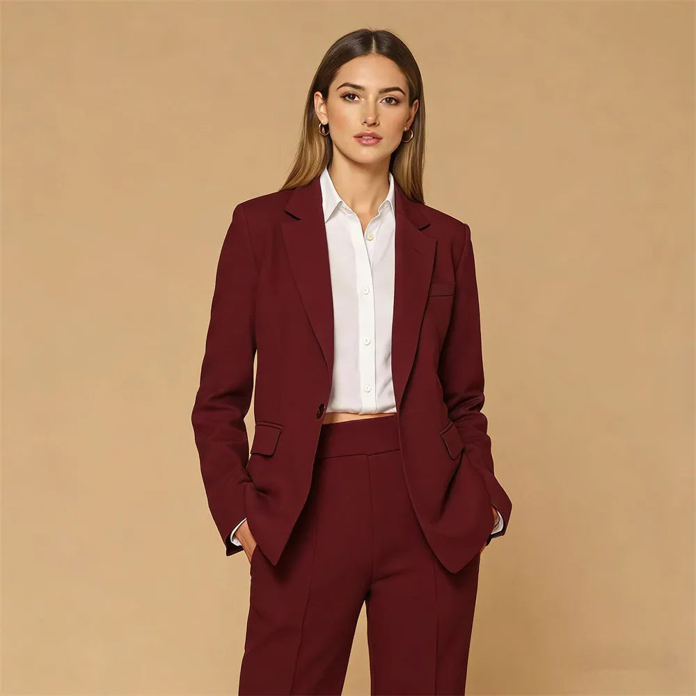 Charming Women's Suits 2 Piece Tailored Tuxedo Custom Formal Outfit Bridesmaid Dress Business Office Suit (Jacket+Pants)