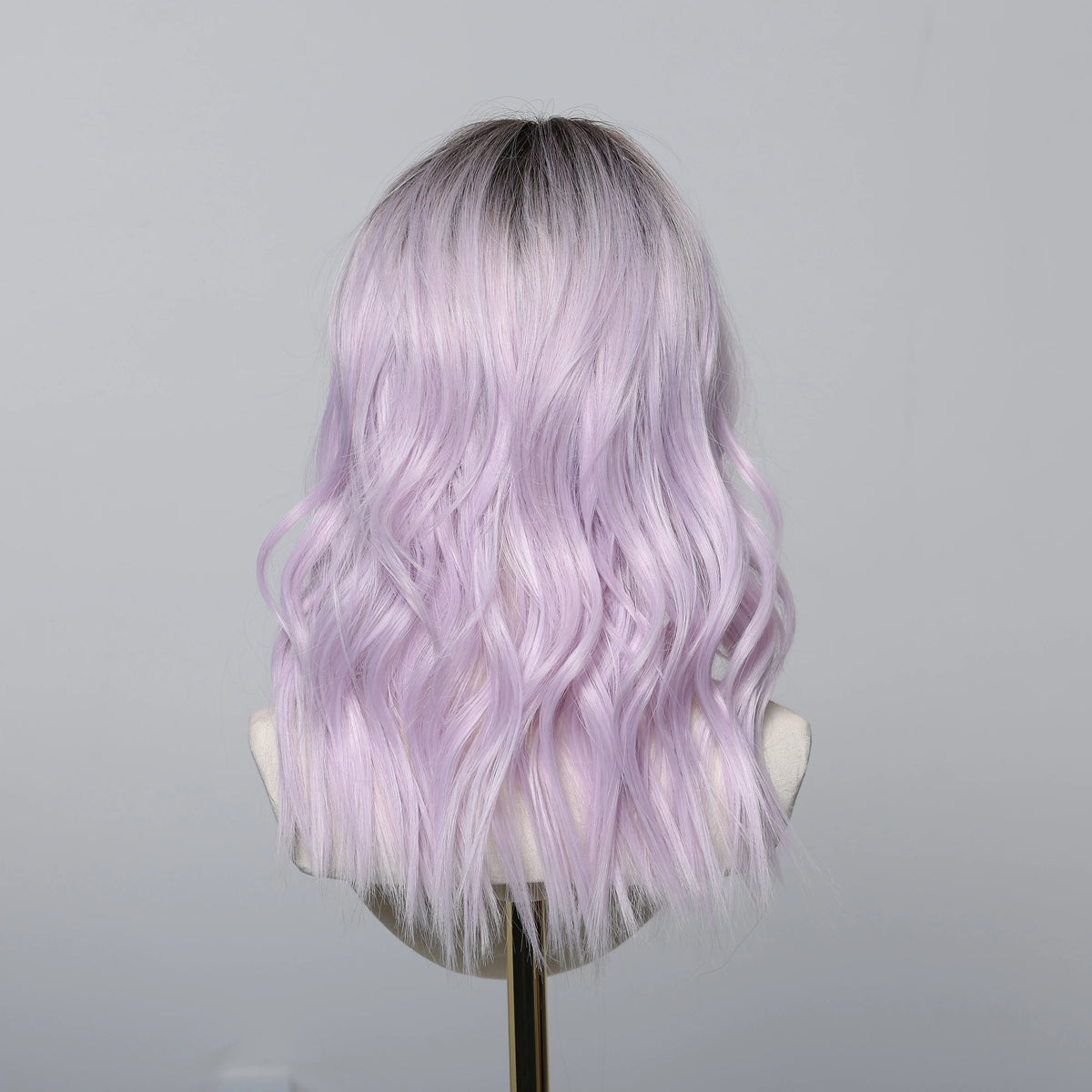 Heat Resistant Purple Ombre Short Curly Medium Part Wig For Women